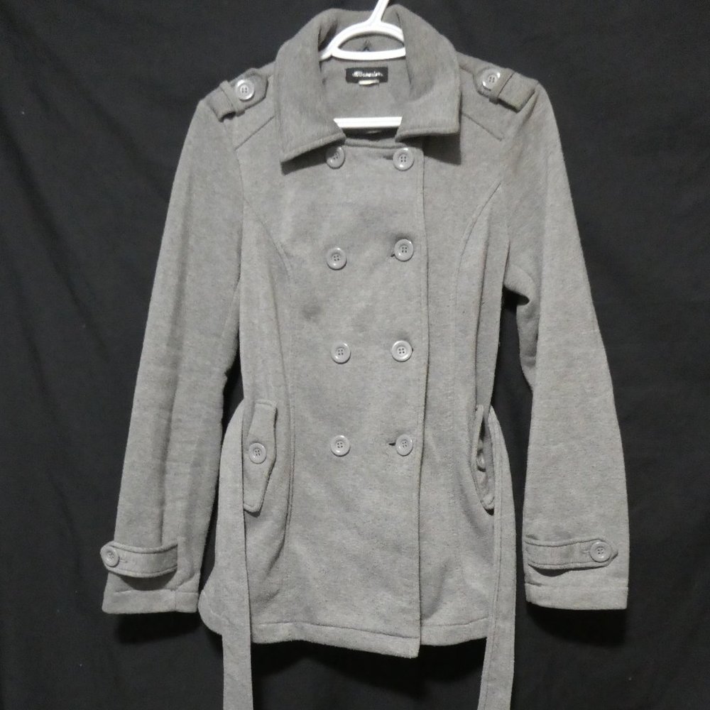 SEDUCTIONS | Grey Button Up Sweat Pea Coat With Matching Belt
